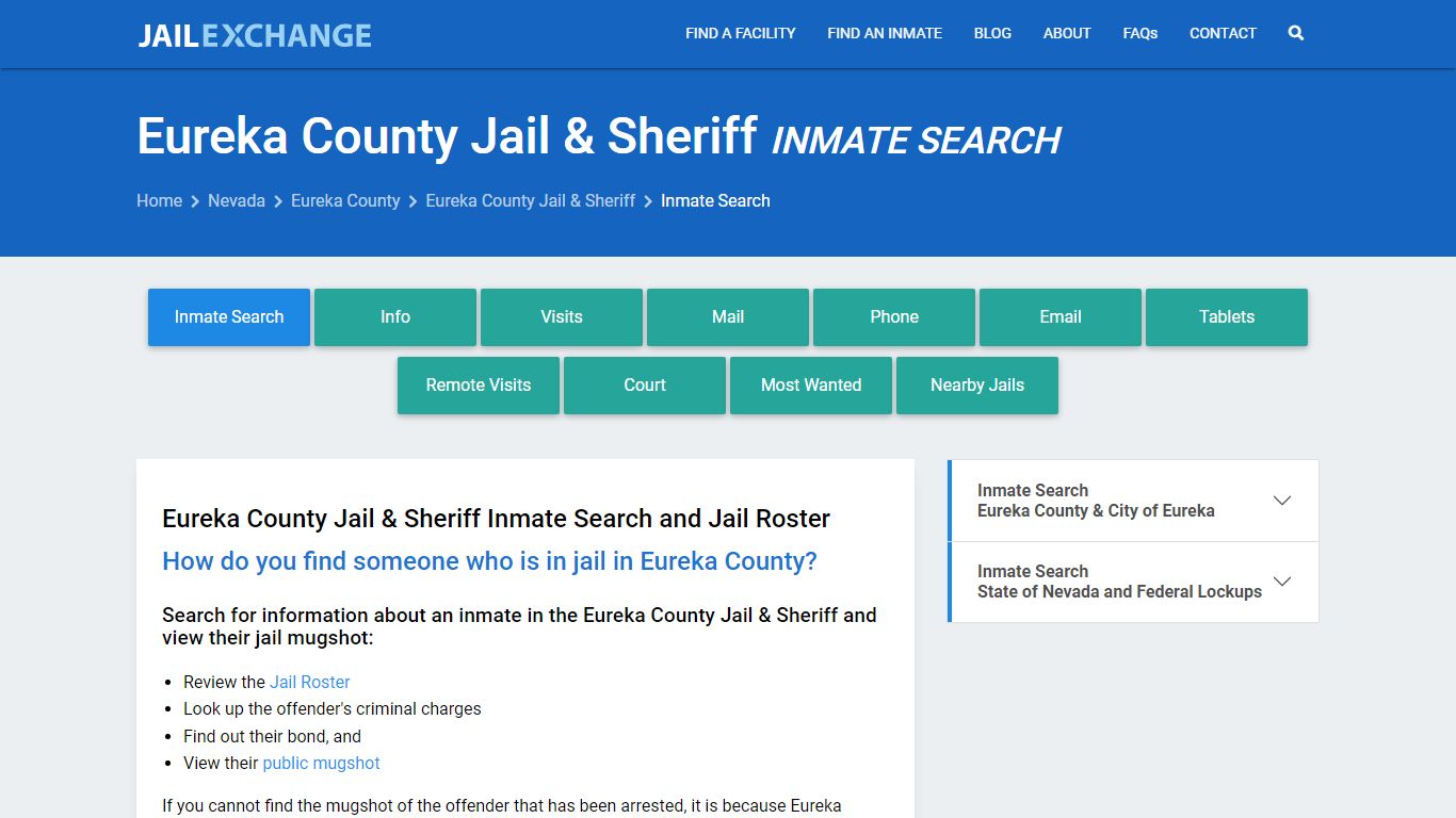 Eureka County Jail & Sheriff Inmate Search - Jail Exchange
